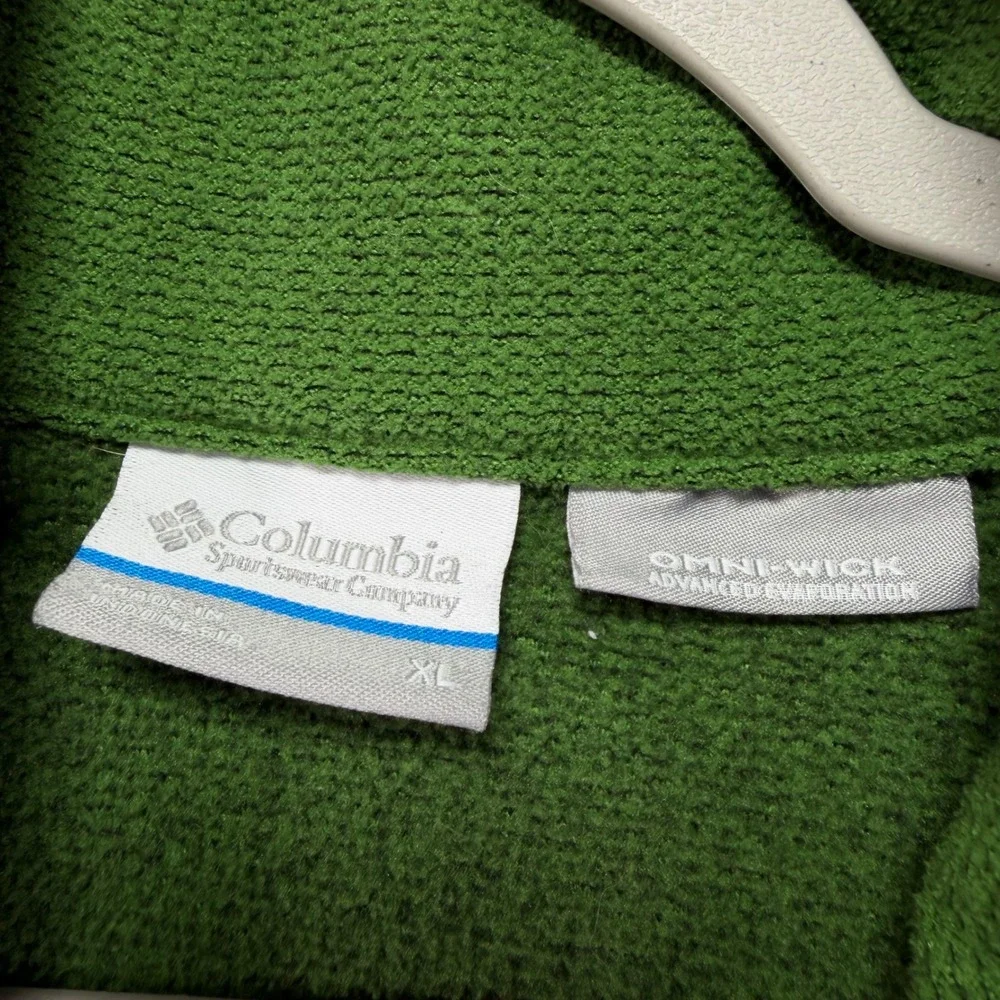 Columbia Mens Omni-Wick Quarter Zip Fleece Pullover Green XL Textured Outdoor